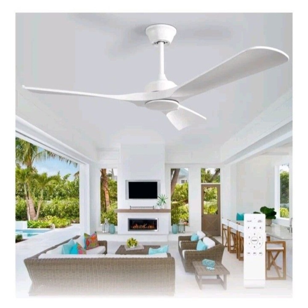 Ceiling Fan Without Light 52" 3 Blades Outdoor Fan eith Remote Control, 6 Speed